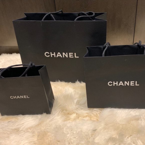 Set of 3 Chanel Shopping Bags Black authentic - Picture 5 of 5